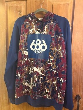686 Marbled Pullover Hoodie in Navy, Burgundy, Cream